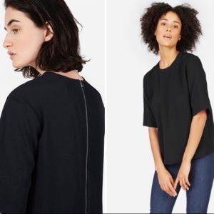 Black Japanese go weave double zip shirt